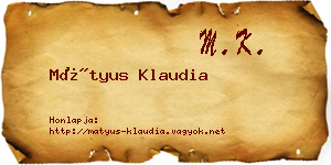 Mátyus Klaudia névjegykártya